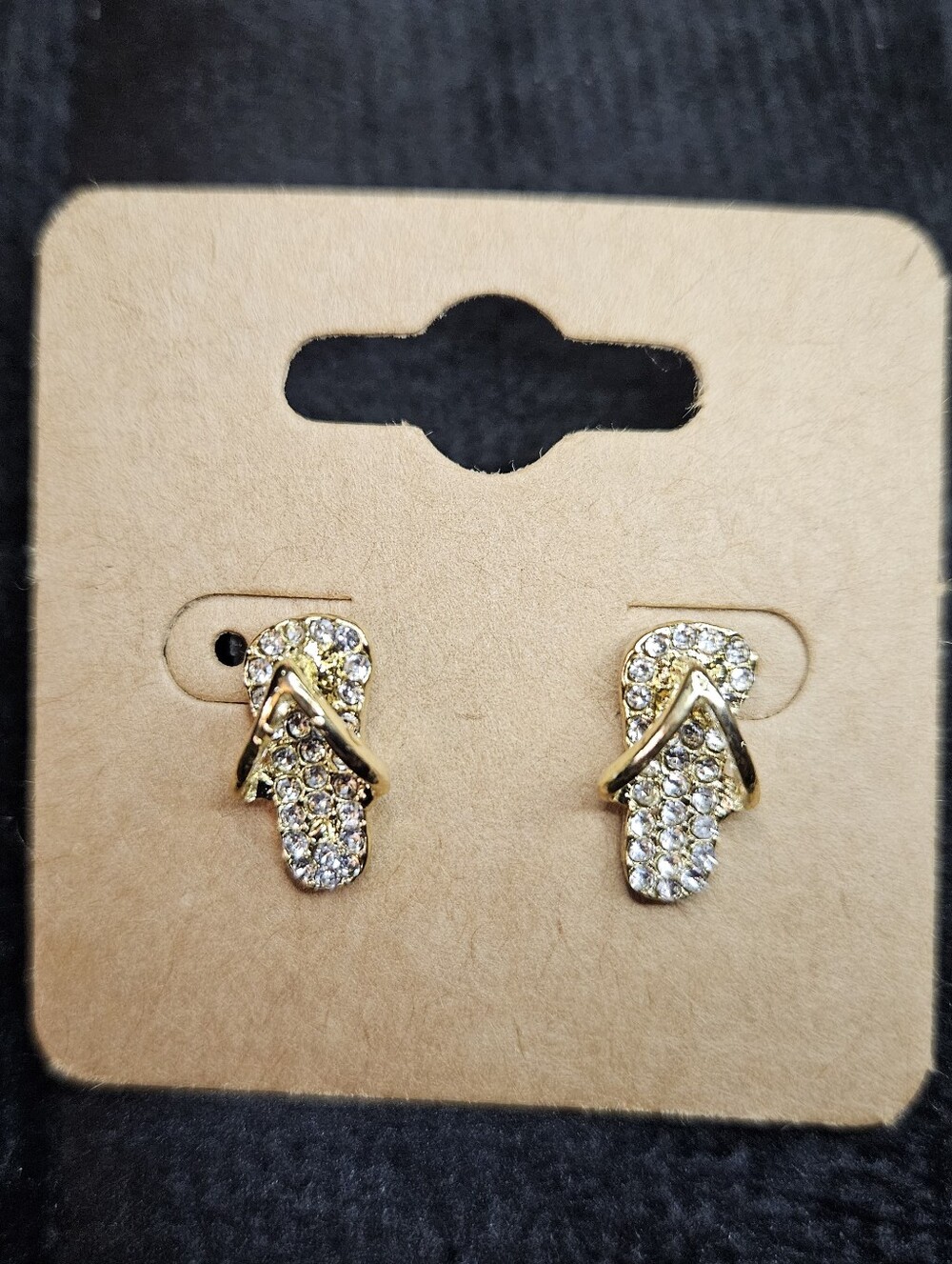 Goldtone CZ Flip Flop Earrings - Picture 4 of 9